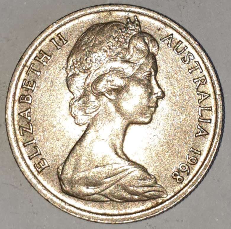 1968 - FIVE CENT - 5 CENT - AUSTRALIA - COPPER-NICKEL - KM# 64 - ECHIDNA